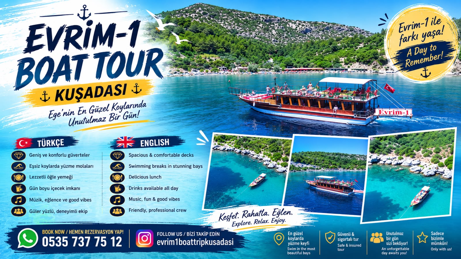 Evrim-1 Kuşadası tekne turu tanıtımı